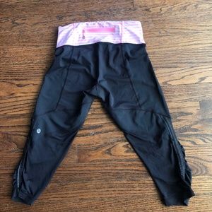 Lululemon Black & Pink Stripe Crop Legging